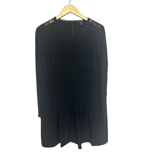 Maison Scotch Dress Jolie Vagabonde Mixed Media Black Knit Top Pockets Sz 2 - Picture 2 of 6